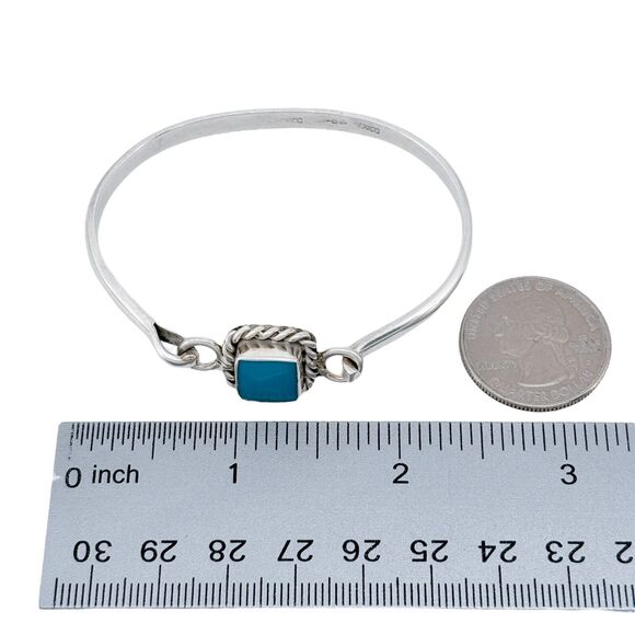 Vintage Mexico Taxco TR-15 925 Sterling Silver Blue Enamel Bangle Bracelet 6.5" - Picture 8 of 8